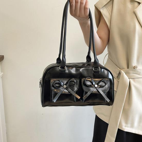 Женская сумка-тоут из искусственной кожи, наплечная сумка с милыми бантиками, водонепроницаемая повседневная сумка для поездок на работу, прогулок по улице, ежедневных дел