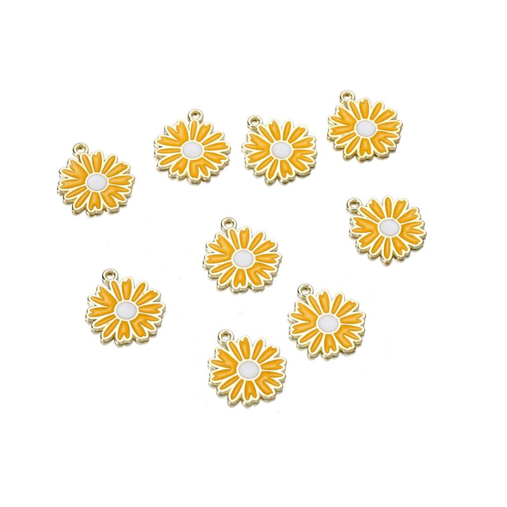 10Pcs/lot Mix Style Colorful Flower Pendants Enamel Metal Necklace Bracelet Charms For DIY Jewelry Making Supplies Accessories
