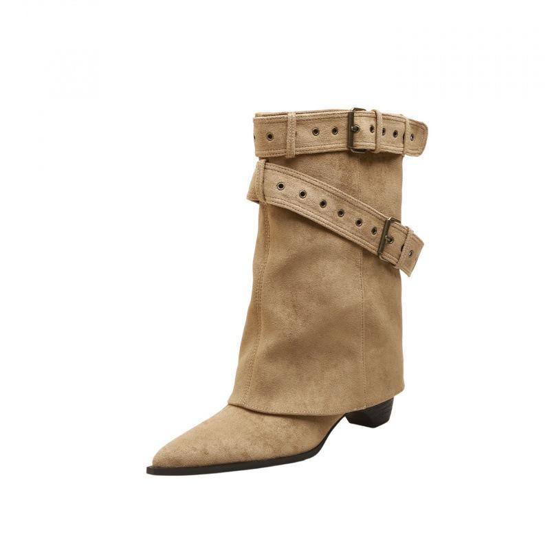 Spice Girls Belt Buckle Pants Boots Short Boots Women's Boots Early Autumn New Niche Design Short Boots Western Boots