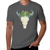 Bull skull with cacti crown hand painted watercolor TShirt Utility Casual Work TShirt