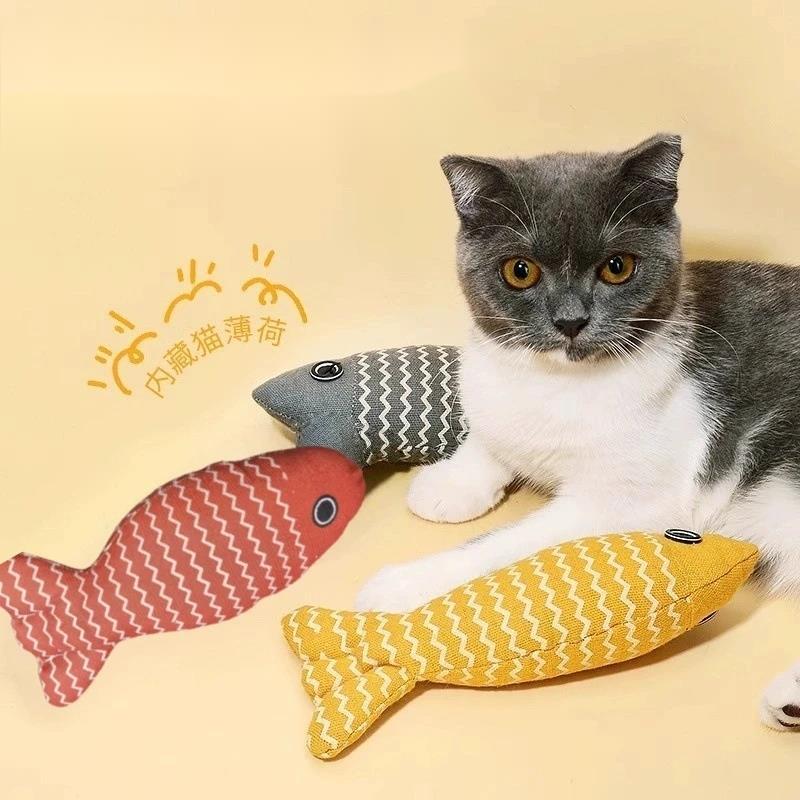 Полосатая льняная волна Рыба Кошка Игрушка Убийца скуки Для котят и взрослых Игра в помещении Подарок для любителей кошек Уютная гостиная