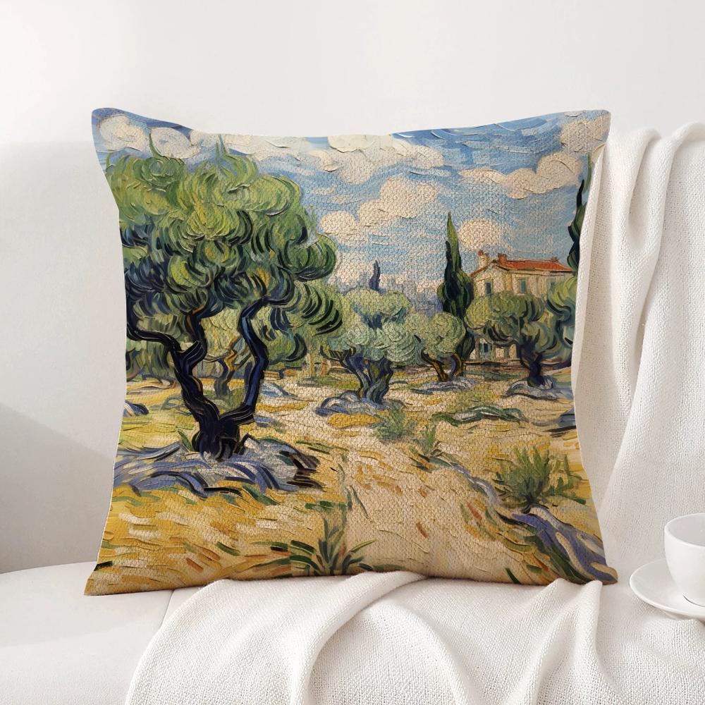 Classic VVanGogh Art Cushion Cover Natural Linen Organic Fabric DoubleSided Printing Sofa Home Decor Gift Pillow Cover