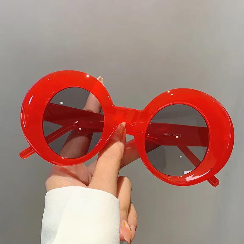 New Sunglasses Large Frame Contrasting Personalized And Minimalist Round Frame Uv Resistant Sunglasses