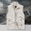 Мужской жилет с воротником-стойкой, без рукавов, застежка-молния, жилет с большими карманами, однотонный жилет для рыбалки на открытом воздухе