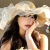 Women's Spring Beach Hat Lace Bowknot Wide Brim Sun Protection Hat Seaside Face Slimming Sunshade Hat