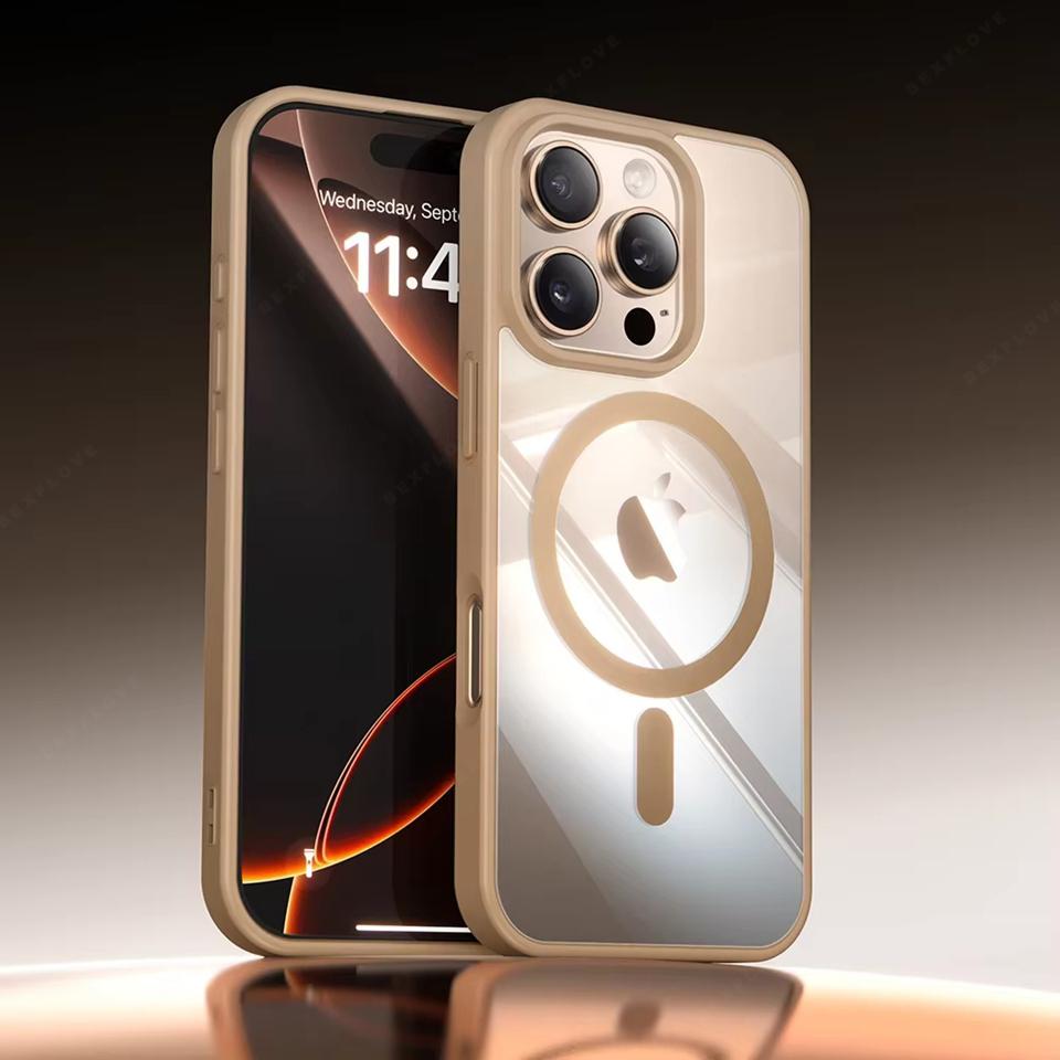 Магнитный прозрачный чехол для телефона для iPhone 16E 14 15 16 Plus 11 12 13 Pro Max X XR XS MAX 12 13 Mini Зарядка Magsafe Ударопрочный чехол