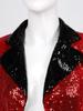 Womens Sparkling Sequin Tuxedo Coat Fringed Epaulette Swallow Tail Design Halloween Circus Ringmaster Costume