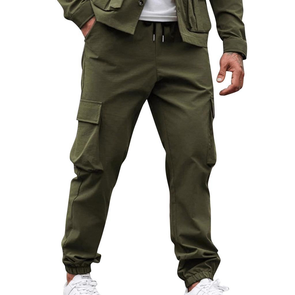 Men's Solid Color Loose Pocket Work Trousers Men's Casual Fashion Work Trousers