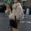 Women's Fashionable Warm Long Sleeve Solid-Color Furry Coat