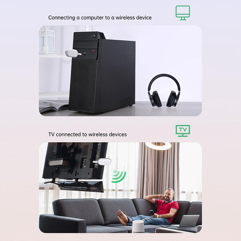 Адаптер Bluetooth для гарнитуры, Bluetooth-передатчик для гарнитуры для ТВ/ПК, Музыкальный приемник для домашней стереосистемы/динамика, Беспроводной аудиоадаптер с AUX-разъемом для автомобиля/морского транспорта/спортзала