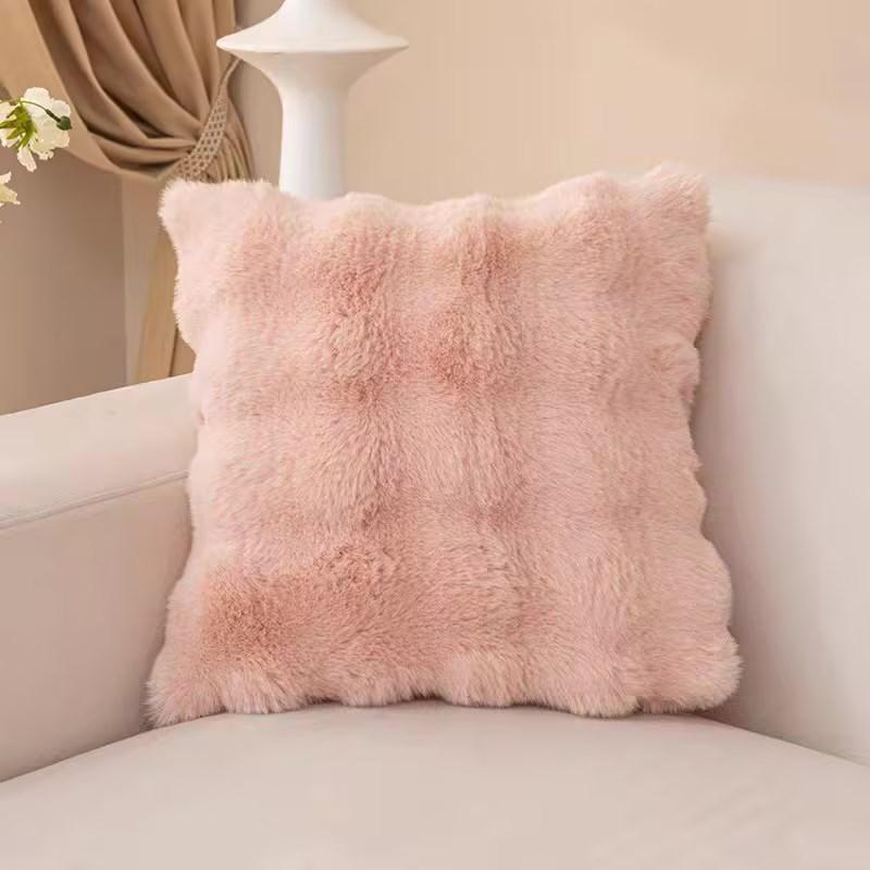 Nordic Style Imitation Rabbit Plush Pillow - Sofa, Balcony, Living Room Cushion Cover
