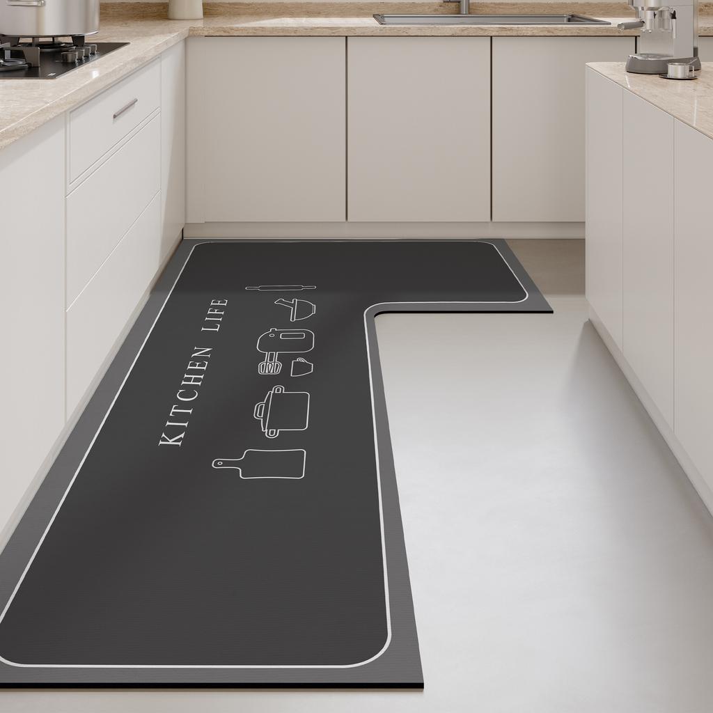Premium Kitchen Floor Mat L-shaped Dirt-resistant Anti-slip Mat Diatom Mud Easy To Clean Foot Mat Household Quick-drying Water-absorbing Floor Mat