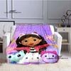 Cute Cartoon Gabby's Dollhouse Blanket Creative Flannel Fluffy Fleece Throw Blanket Children and Adult Gift Sofa Travel Camping