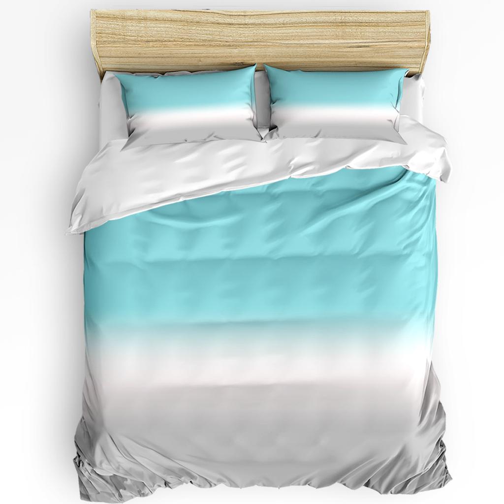 Градиентный серо-голубой пододеяльник, комплект постельного белья для кровати, домашний текстиль, пододеяльник, наволочки, комплект постельного белья для спальни, двуспальный комплект постельного белья, без простыни
