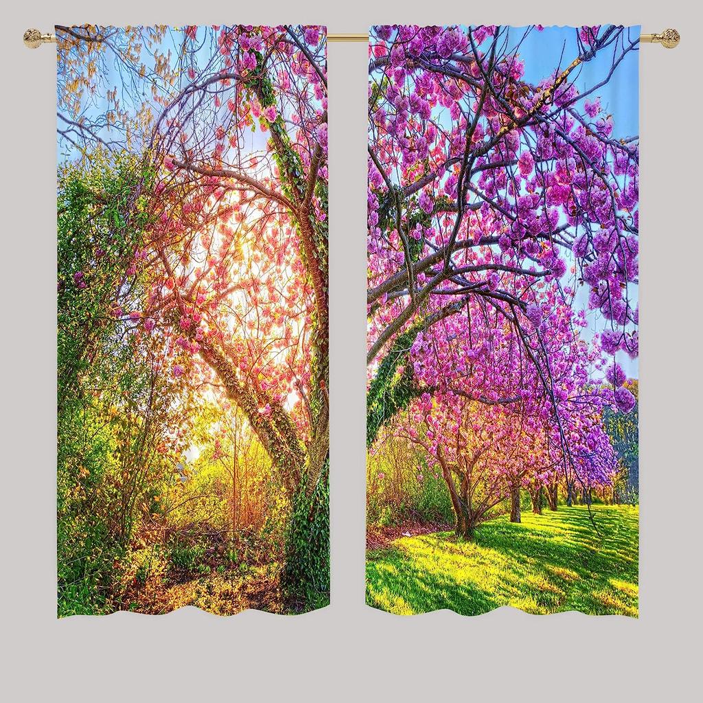 Spring White Floral Butterfly Curtain for Adult Children Bedroom Decoration Living Room Hanging Cloth Treatment Curtains