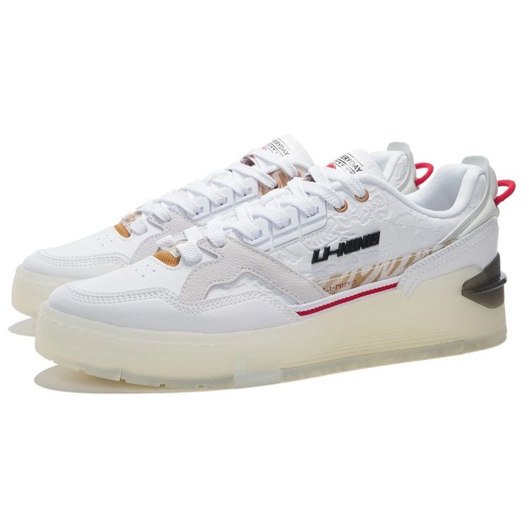 Li Ning 001 Btc Btc Boom противоскользящие амортизирующие прочные низкие кроссовки для скейтбординга мужские белые AGCS129-1