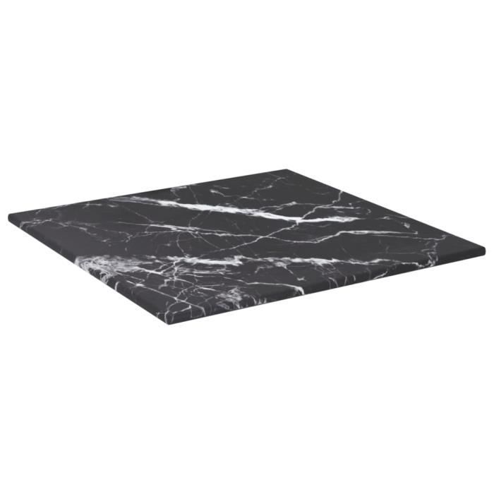 VidaXL Table Top Black 30x30 Cm 6mm Tempered Glass and Marble Design