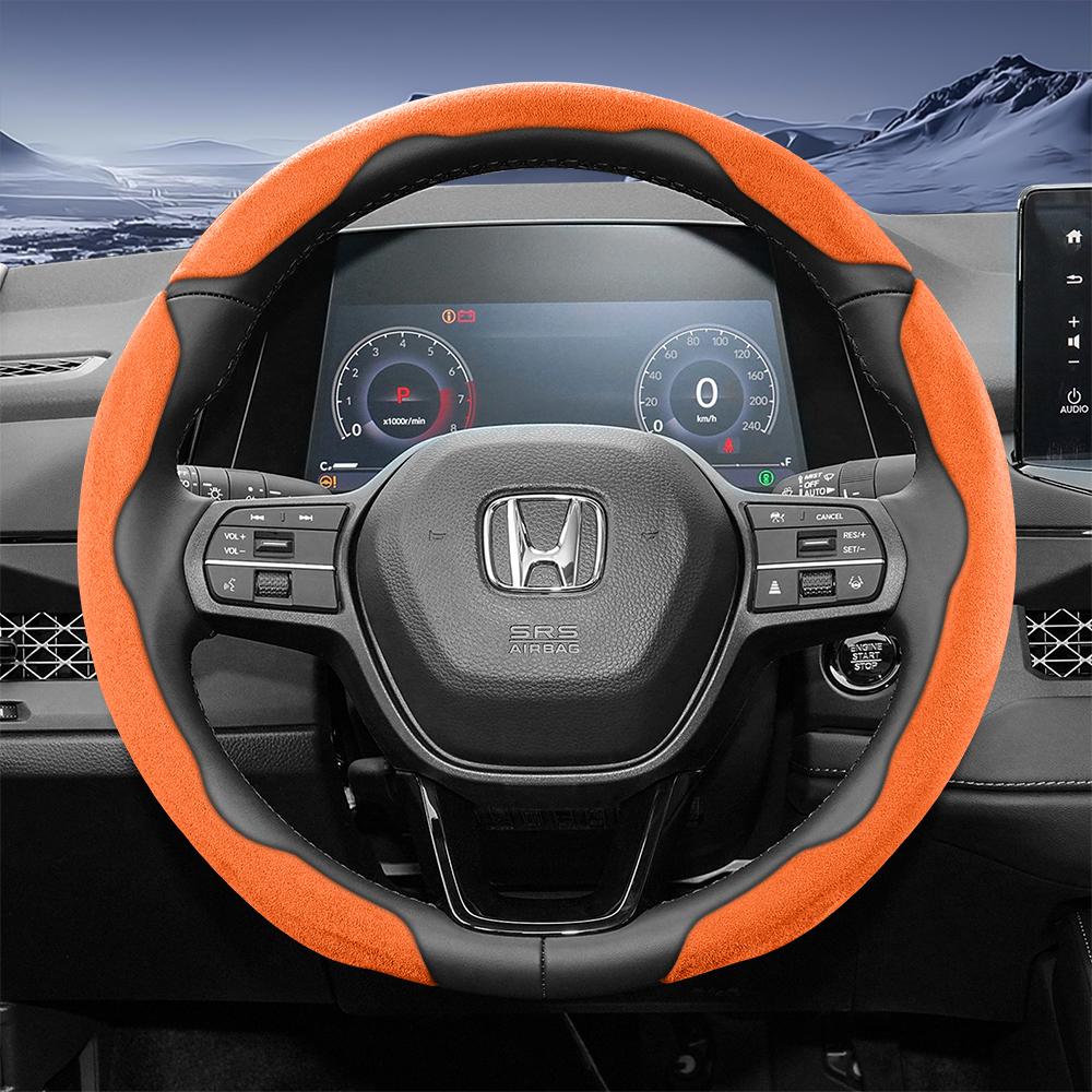Подходит для Honda Спортивная крышка рулевого колеса из замши с раздельной защелкой для Cr-V Civic Hr-V Zr-V Vezel City Amaze Fit Jazz Accord