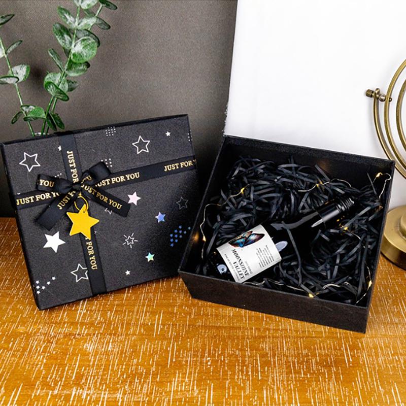 Подарочная коробка Black Star с лентой-бантом, прямоугольная бумажная коробка, подарок на день рождения, годовщину, изысканная упаковочная коробка