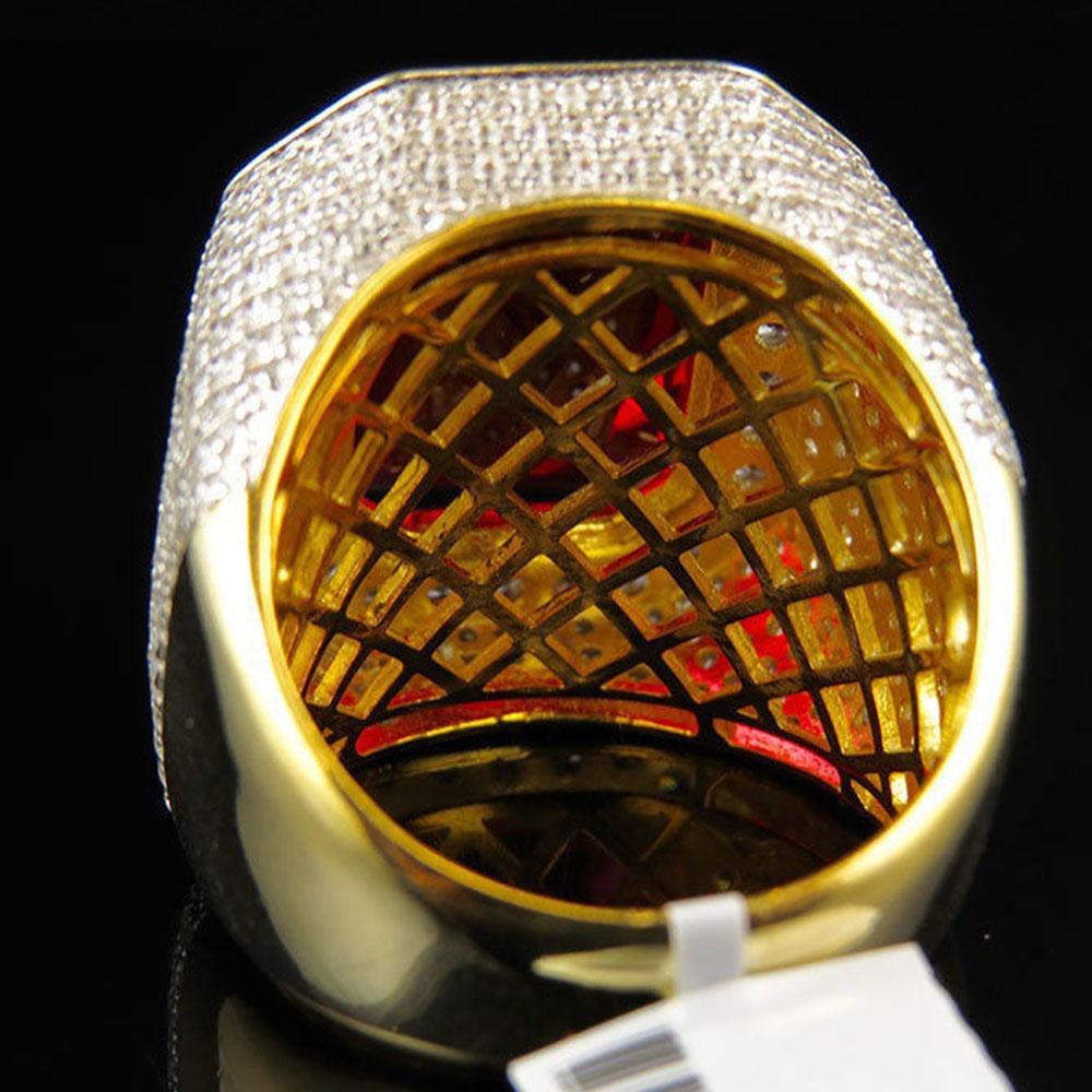 HOYON Dropshop 14 К Желтое Золото Цвет Натуральный Изумруд Кольцо для Мужчин Зеленый Драгоценный Камень AAA Циркон Ювелирное Кольцо Бесплатная Доставка