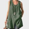 2024 Summer Women's Cotton Linen Sleeveless Vest - Solid Color Casual Shirt Top