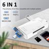 6-in-1 Multifunctional USB 3.0 Card Reader Mini Type-C TF-SD Card Reader OTG Adapter for Mobile Phone
