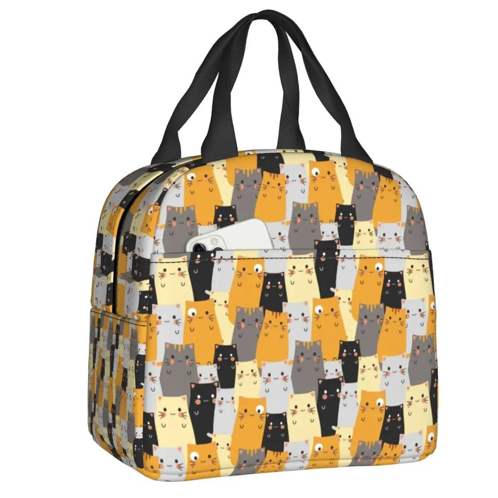 Ланч-бокс Kawai Cats для женщин, герметичный, милый, с изображением животных и котят, термосумка для еды, офисная работа