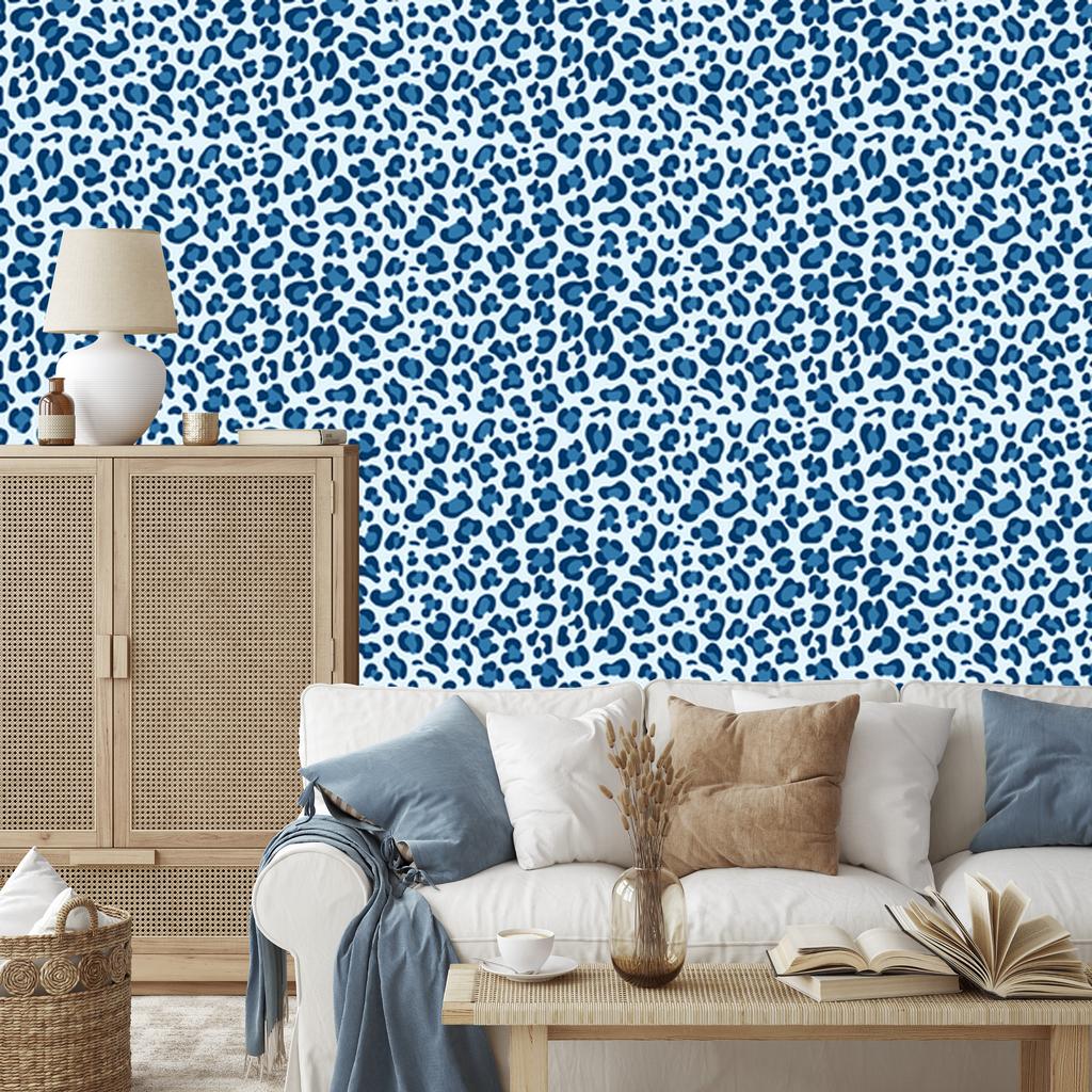 Blue Animal Skin Wallpaper, Blue and Azure, 50x1000