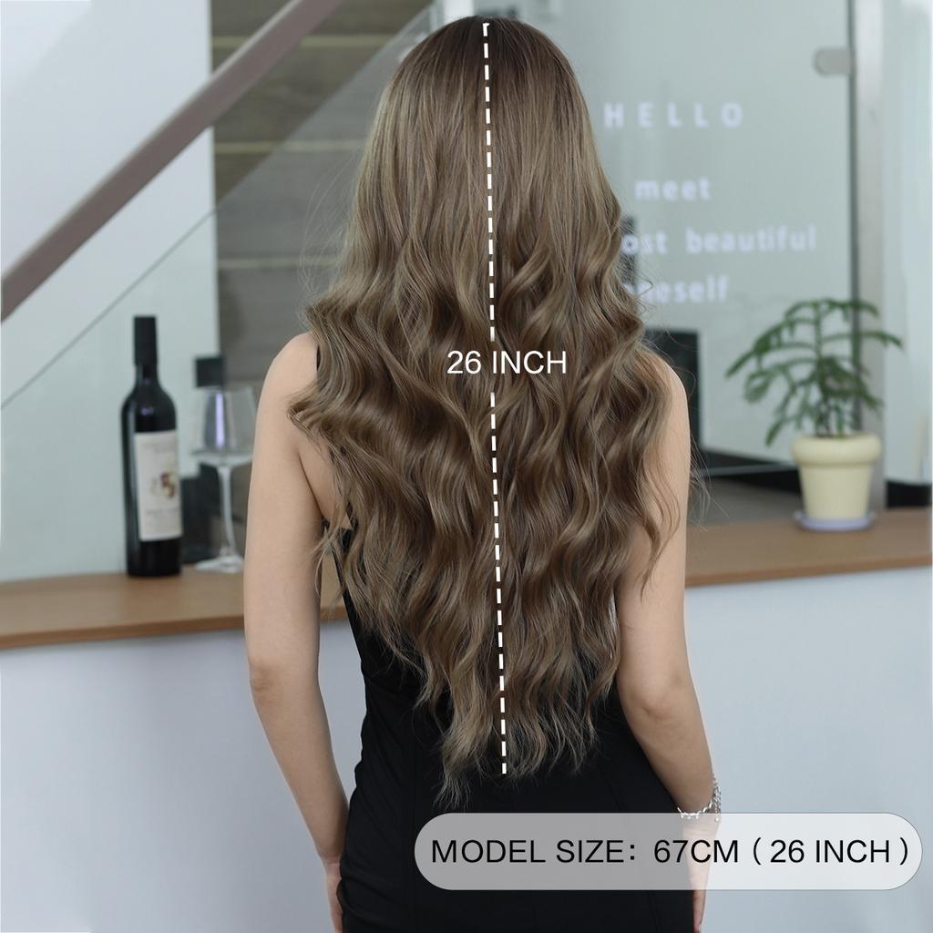 Synthetic Hair Ombre Blonde Wigs Long Wavy Middle Part Wig