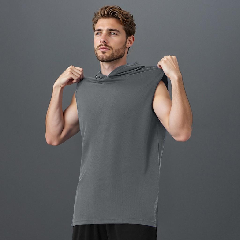 Мужская майка, плотный жилет с капюшоном, повседневная футболка без рукавов