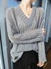 Элегантный свитер тонкой вязки с V-образным вырезом: Французский ленивый стиль в мягких чистых цветах для осени и зимы