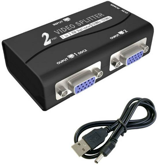 HD VGA разветвитель 1 на 2, видеораспределитель на два экрана