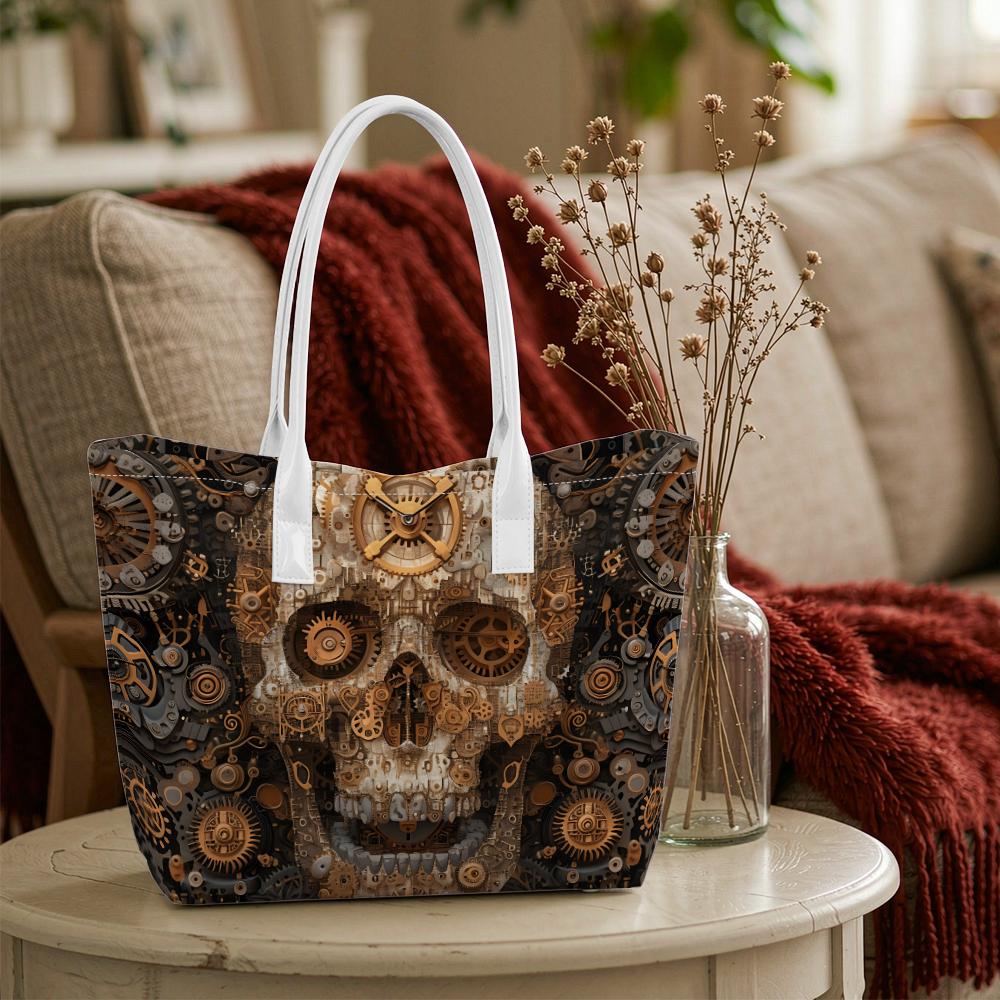 Steampunk Skull Tote Bag Stylish Shoulder Bag for Daily Use