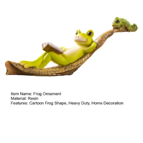 Cartoon Frog Figurine Resin Mushroom Reading Lying Guitar Frog Statue Sculpture Indoor