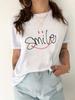 (Asian Size) Tee Top Women Watercolor Letter Trend Cute Clothing T Shirt Woman Print Fashion  Female Short Sleeve Graphic T-shirts