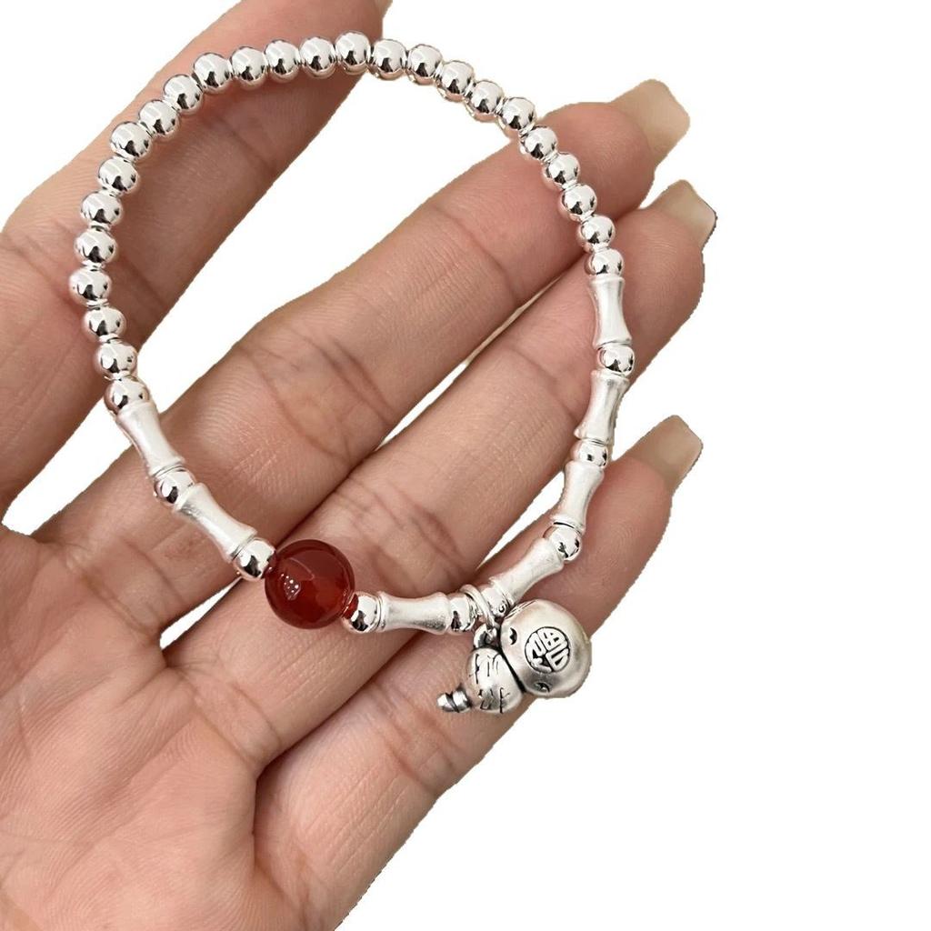 Retro Chinese-style small gourd patchwork bracelet for women, niche, high-end, light luxury, elastic cord, versatile2026New jewelry