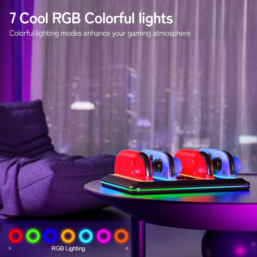 4-in-1 Game Console Charger with LED Indicators Controller Charger for Nintendo Switch 2 Gamepad