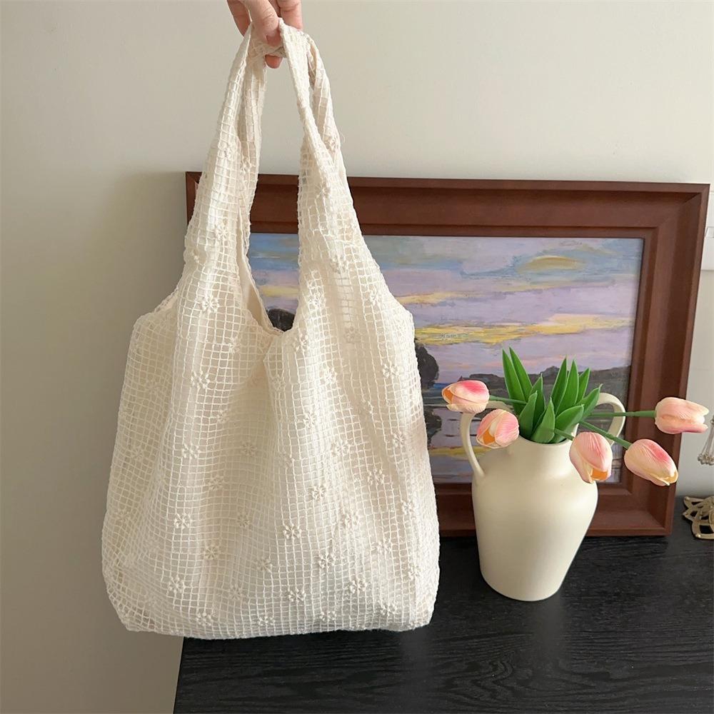 Pastoral Style Daisy Flower Shoulder Bag Nylon Beach Bag Elegant Bohemian Handbag Travel