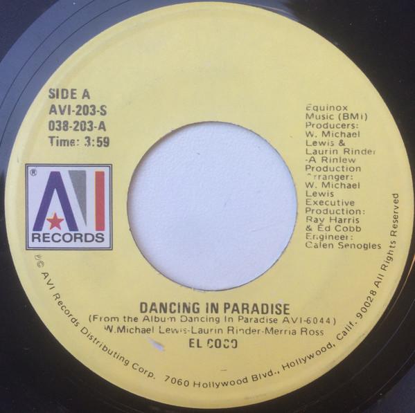 7-дюймовая пластинка EL COCO Dancing In Paradise AVI203S AVI Records 1978 США Танцевальная Электроника Б/у