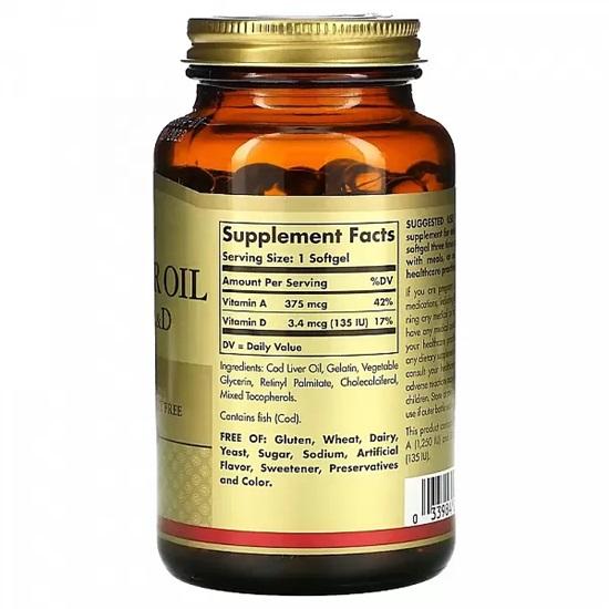 Solgar Cod Liver Oil, Vitamin A & D