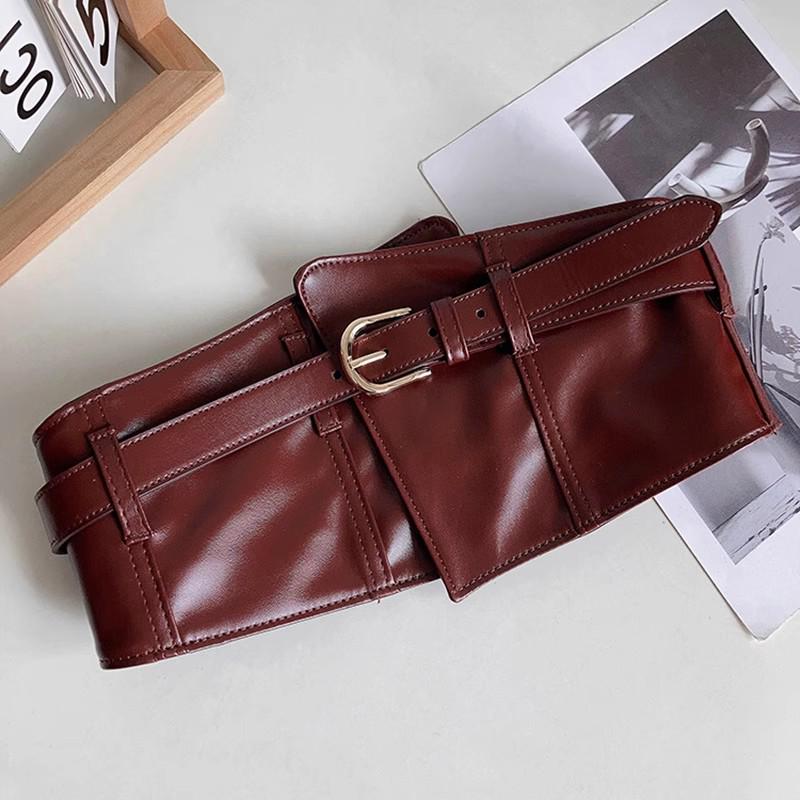 Женский черный широкий поясной ремень: Декоративная, эластичная, универсальная для юбок и пальто.