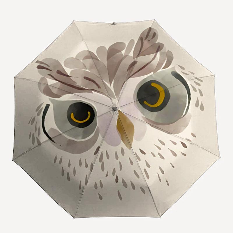 1pc Owl Eyes Automatic Folding Umbrella Portable Collapsible 8-Rib Umbrella for All Seasons, Casual Outdoor Accessory, B27
