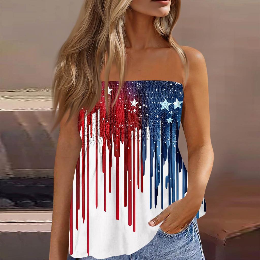 Summer Tube Tops For Women,Cute Sexy Off Shoulder Print Sleeveless T-Shirt