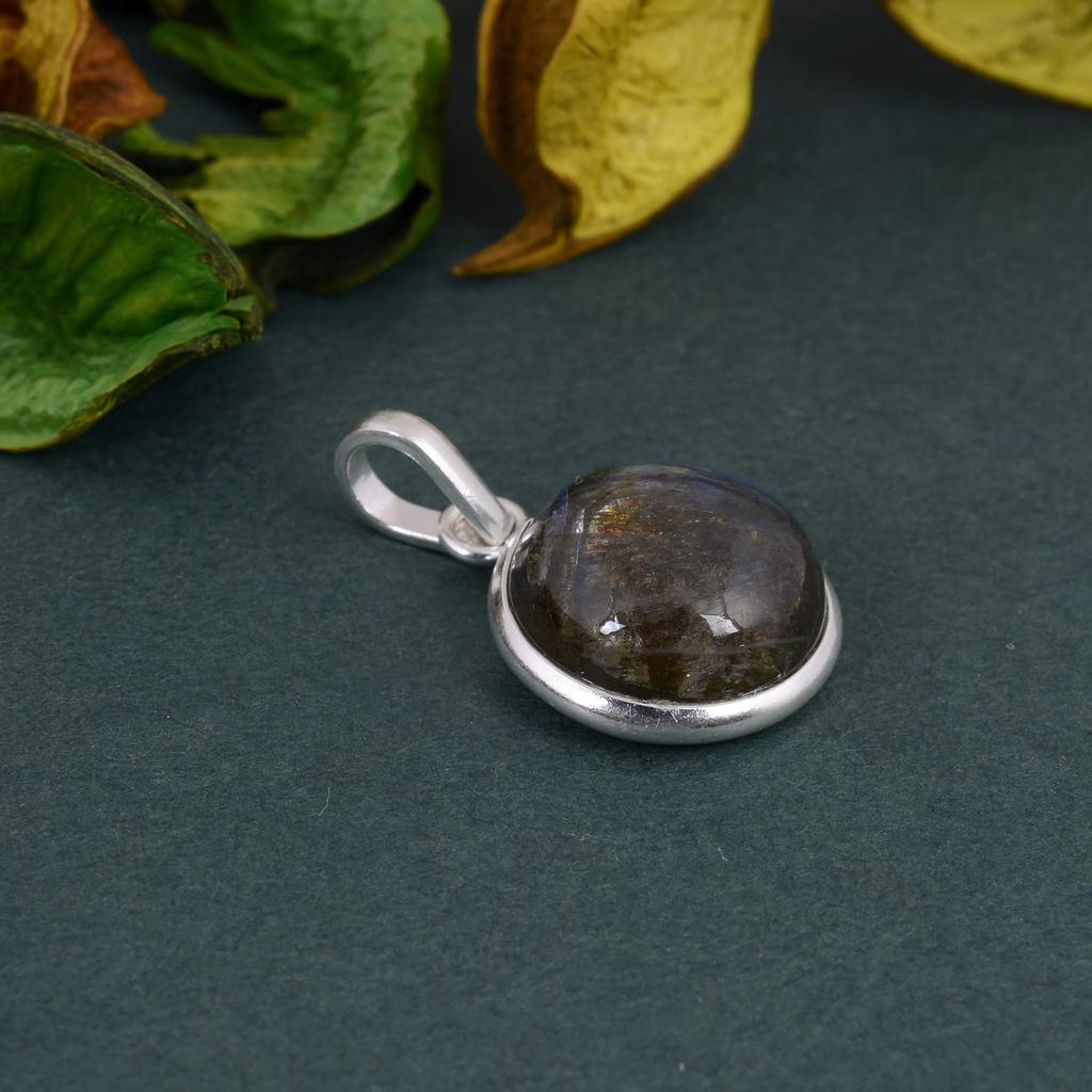 Подвеска из лабрадорита, серебро 925 пробы, круглый камень, исцеляющая подвеска, подвеска Рейки, эффектные ювелирные изделия