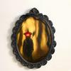 Witch Hologram Wall Mirror Spooky Halloween Glowing Ghost Mirror with Creepy Eyes for Indoor Bathroom Haunted House Decor