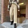 Casual Pockets All Match Female Korean Pants Vintage Corduroy Pants High Waist Spring Straight Trousers Plus Size