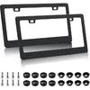 EWBN Carbon Fiber License Plate Frame,1 Pack Black License Plate Frames With Screws & Caps,Classic Carbon Fiber Design Car Black License Plate