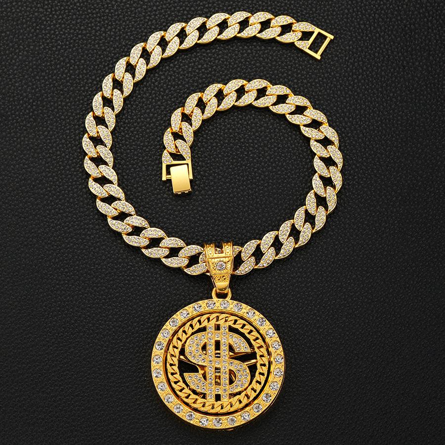 Мужской новый модный бренд вращающийся символ доллара цинковый сплав ожерелье персонализированный доллар кулон ожерелье аксессуары мужчины