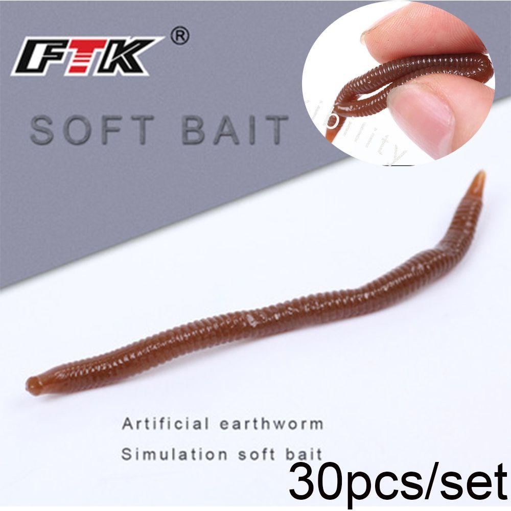 30pcs/lot Soft Bass Tackle Fishing Lure EarthWorm bloodworm Worm Red Baits
