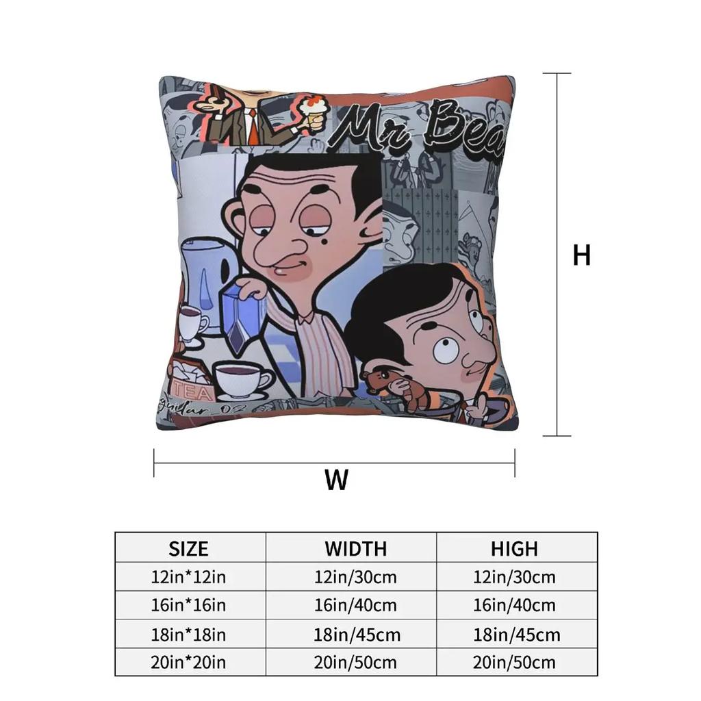Mr. Bean Cartoon 2 Pcs Square Pillowcase Pillow Cover Cushion Zip Decorative Comfort Throw Pillow For Home Living Room